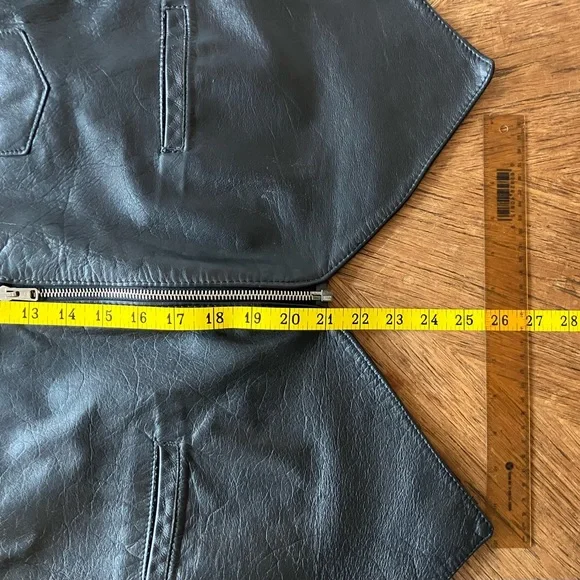 💥2 for 1💥Vintage Drospo Black Leather Biker / Moto Zip Up Vest - Size L/XL - Picture 11 of 12